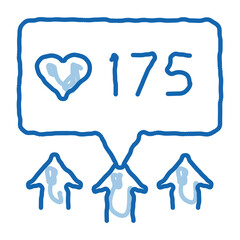 Poster - increase in likes doodle icon hand drawn illustration