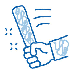 Poster - man hand with bat doodle icon hand drawn illustration