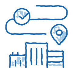 Sticker - geolocation in residential buildings doodle icon hand drawn illustration