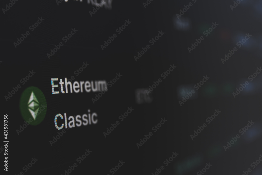 Ethereum classic on cryptocurrency exchange market . A cryptocurrency is a digital or virtual currency that uses cryptography for security