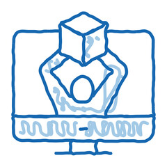 Poster - computer receipt of parcel doodle icon hand drawn illustration