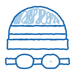 Sticker - safety goggles and hat doodle icon hand drawn illustration