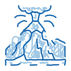 Sticker - mountain eruption doodle icon hand drawn illustration