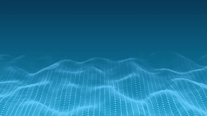 Poster - Dynamic wave. Digital technology background. Big data visualization. Science background. 3d rendering. Seamless loop. 4k