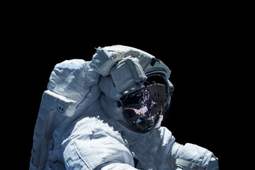 Wall Mural - astronaut in a spacesuit isolated on a black background. elements of this image were furnished by na