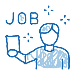 Poster - reading job ads doodle icon hand drawn illustration