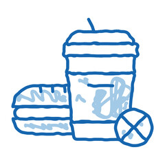 Sticker - ban on junk food doodle icon hand drawn illustration