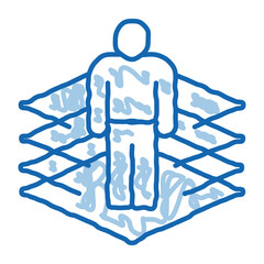 Poster - transfer of man into virtuality doodle icon hand drawn illustration