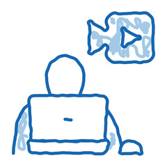 Fototapete - video operator doodle icon hand drawn illustration