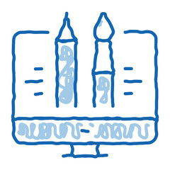 Fototapete - paint on computer doodle icon hand drawn illustration
