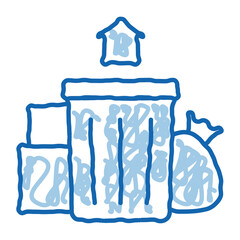 Sticker - trash can home doodle icon hand drawn illustration