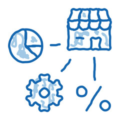 Sticker - franchise infographic mechanical gear percent doodle icon hand drawn illustration