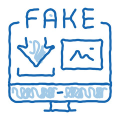 Poster - downloading fake image doodle icon hand drawn illustration