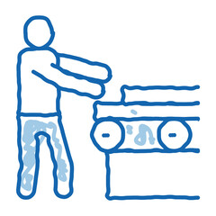 Poster - wood material conveyor doodle icon hand drawn illustration