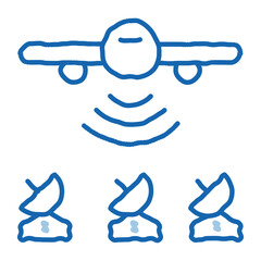 Poster - air plane radar signal doodle icon hand drawn illustration