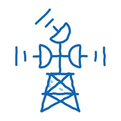 Poster - air navigation radar tower doodle icon hand drawn illustration