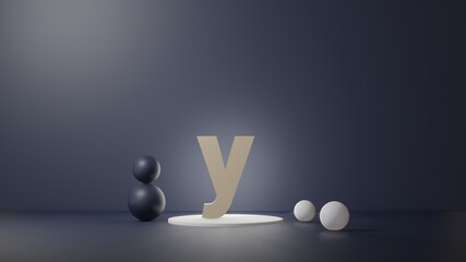 Poster - Y Lettering in photo realistic rendering. 3D Illustration alphabet with copy space. Decoration element for background