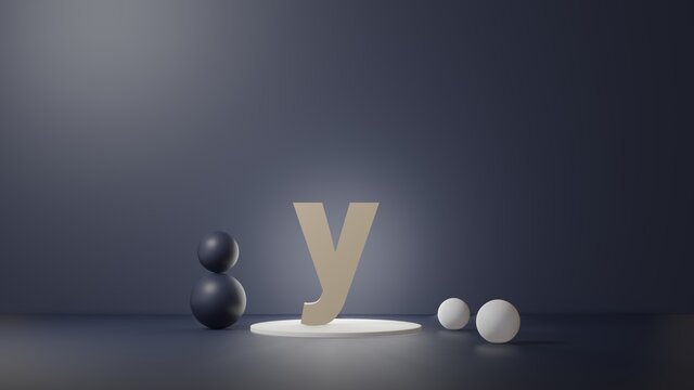 Y Lettering in photo realistic rendering. 3D Illustration alphabet with copy space. Decoration element for background