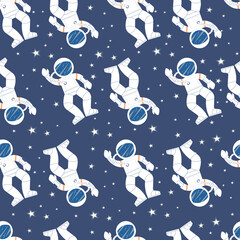 Wall Mural - astronaut with rocket and alien in the open space