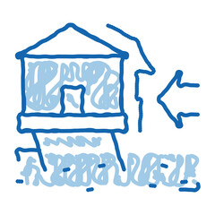 Sticker - house demolishes with wind doodle icon hand drawn illustration