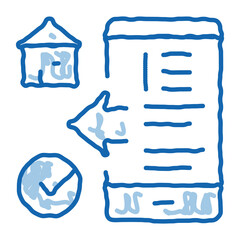 Sticker - house check phone app doodle icon hand drawn illustration