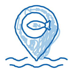 Sticker - marine fish location doodle icon hand drawn illustration