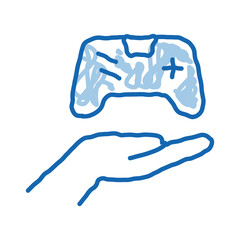 Wall Mural - hand hold game joystick doodle icon hand drawn illustration
