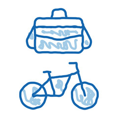 Poster - office transportation bicycle and case doodle icon hand drawn illustration