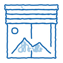 Poster - office window doodle icon hand drawn illustration