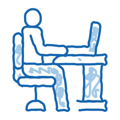 Poster - man working in office doodle icon hand drawn illustration