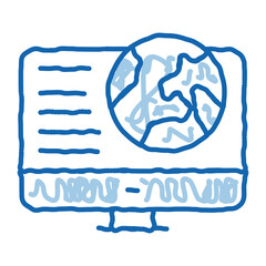 Poster - earth on computer screen doodle icon hand drawn illustration