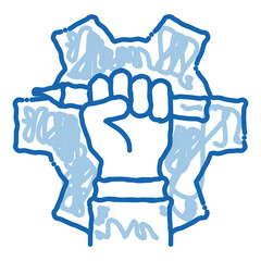 Poster - hand holding pencil doodle icon hand drawn illustration