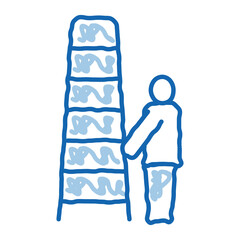 Wall Mural - human with ladder doodle icon hand drawn illustration