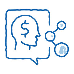 Sticker - human think about money doodle icon hand drawn illustration