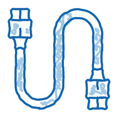 Poster - electonic cord computer detail doodle icon hand drawn illustration