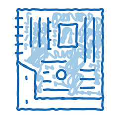 Poster - mainboard motheboard computer part doodle icon hand drawn illustration