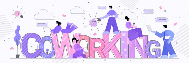 Poster - businesspeople team working together business success teamwork communication coworking concept