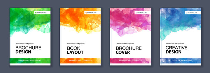 Wall Mural - Watercolor booklet brochure colourful abstract layout cover design template bundle set