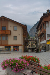 Wall Mural - beautiful scenery of alpine mountains from the italian town of courmayeur