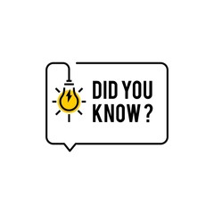 Poster - Did you know vector template post with idea bulb light icon for soicial media background, fun fact blank template fyi vector