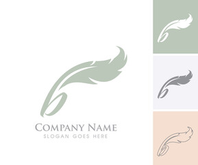 A Vector Logo Illustration of Feather Monogram Initial Letter B