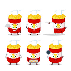 Wall Mural - Cartoon character of cup of potato chips with various chef emoticons