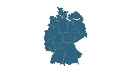 germany map showing up intro with new regions. 4k animated germany map intro background with new adm