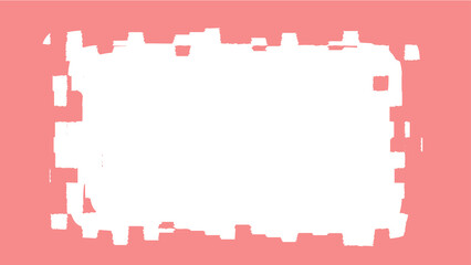 Wall Mural - Grunge glitch frame. Pink and white vector illustration.