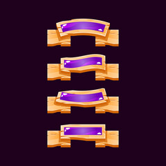 Wall Mural - wooden jelly ribbon banner design for gui asset elements