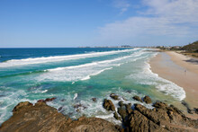 View Along Beach At Currmbin - Australia