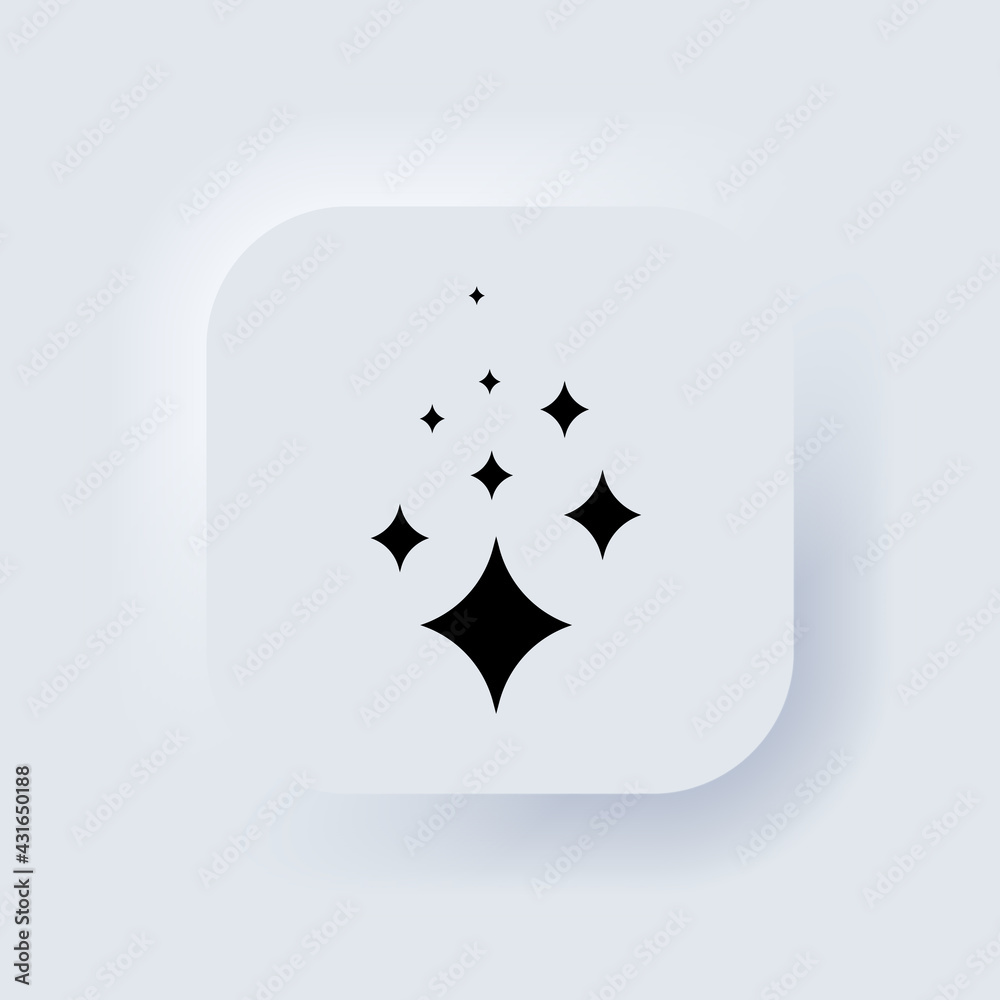 Shine icon. Clean star icon. Neumorphic UI UX white user interface web ...