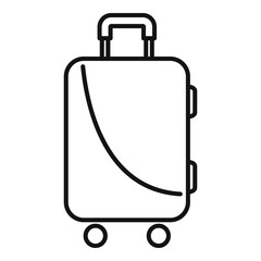 Poster - immigrants travel bag icon, outline style
