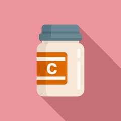 Sticker - Vitamin jar icon, flat style