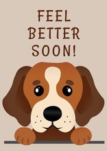Composition Of Feel Better Soon Message And Brown Dog Portrait On Beige Background